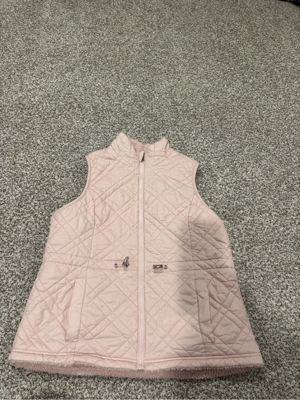 Women’s Light Pink Quilted Vest Jacket - Cozy Zip Front